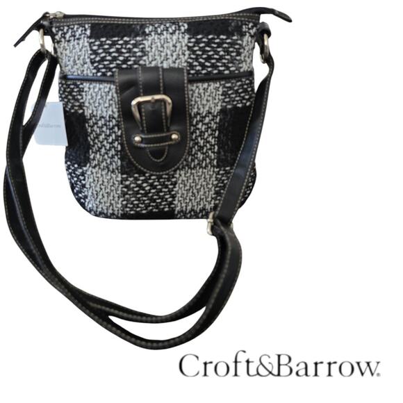 Croft & Barrow Shoulder Crossbody Purse Women's Black and White Tweed Like NWT - Picture 1 of 6